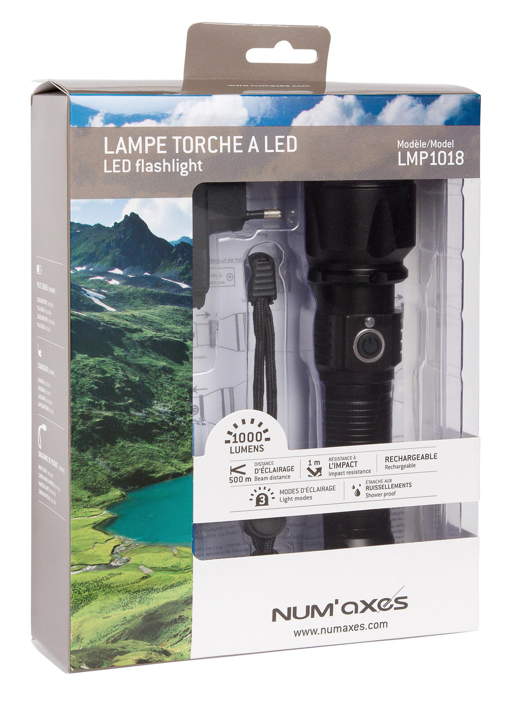 Lampe Tactique rechargeable NUM'AXES Led 1000 lumens NUM'AXES
