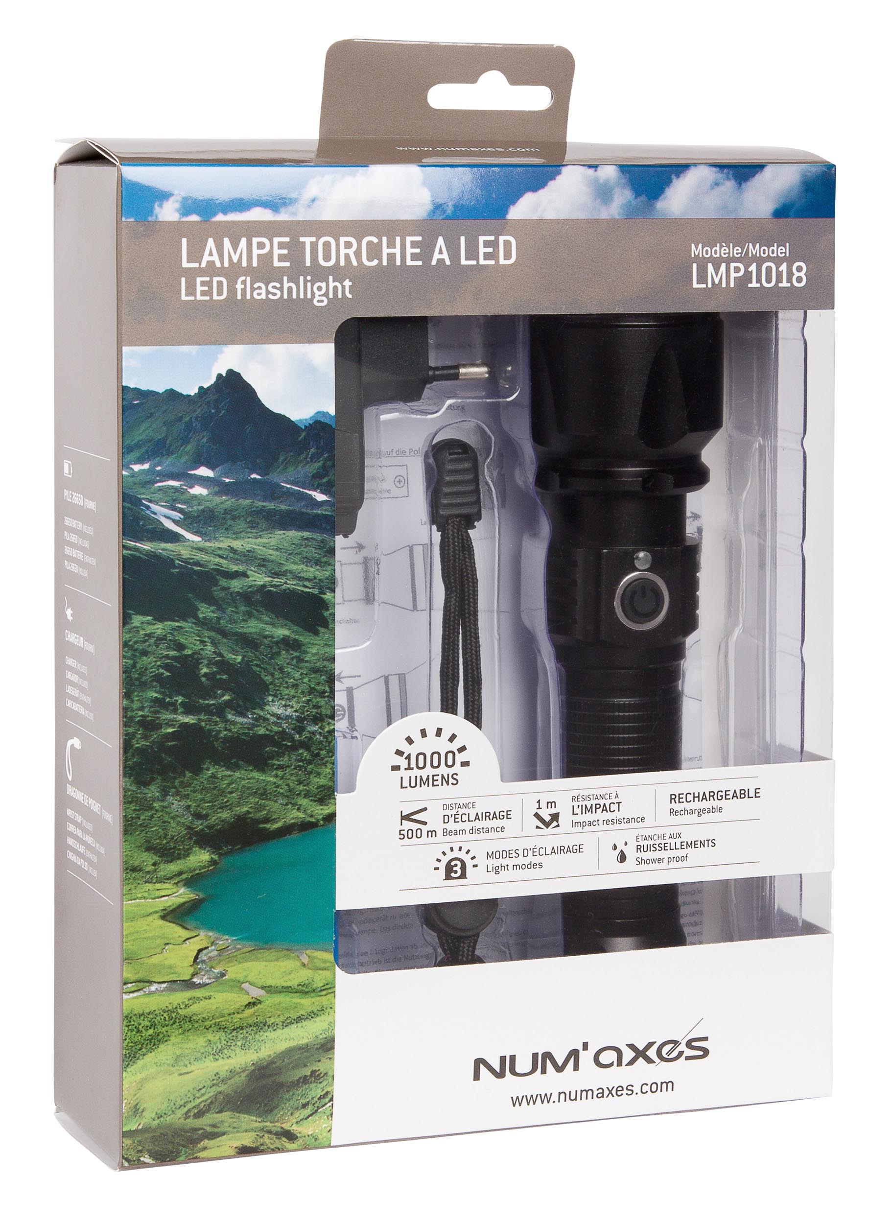 Lampe Tactique rechargeable NUM'AXES Led 1000 lumens NUM'AXES